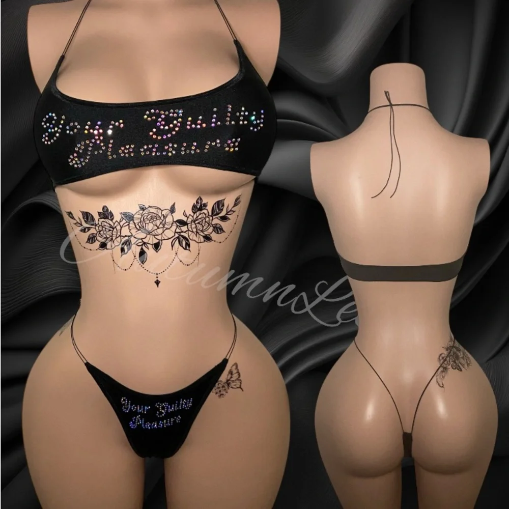 Black Rhinestone Bikini Set - Picture 1 of 4